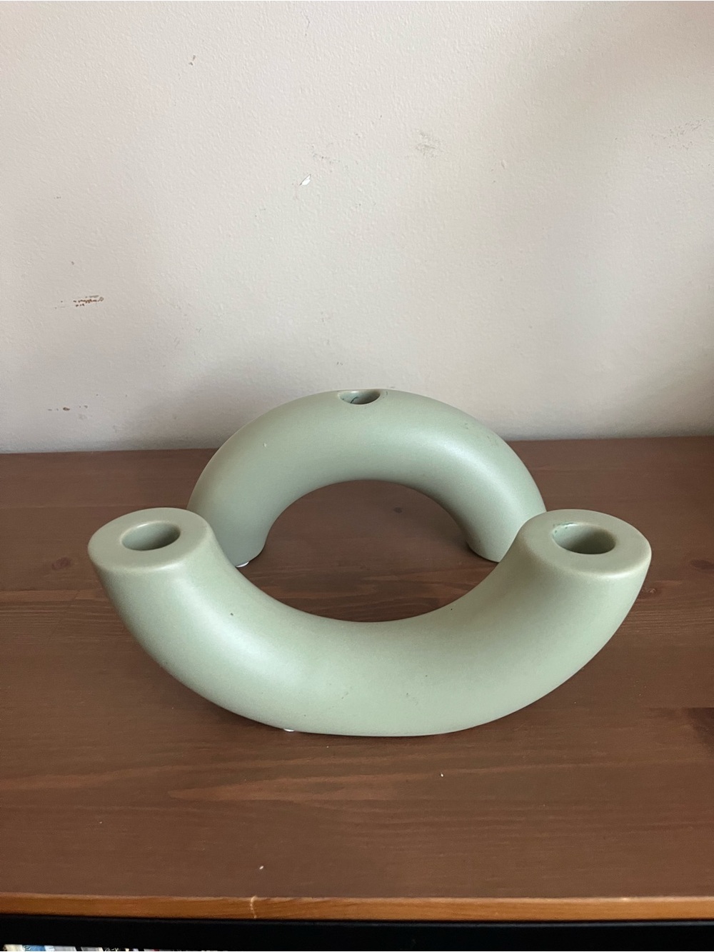 Modern Sage Green Ceramic Double Candle Holder